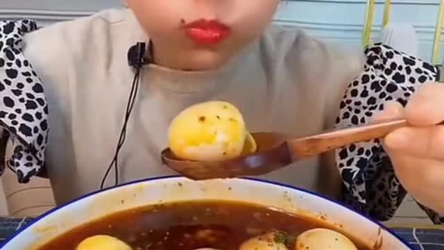 Watch -Eating a Huge Bowl of Egg Soup -ASMR Muckbang Eating Challenge