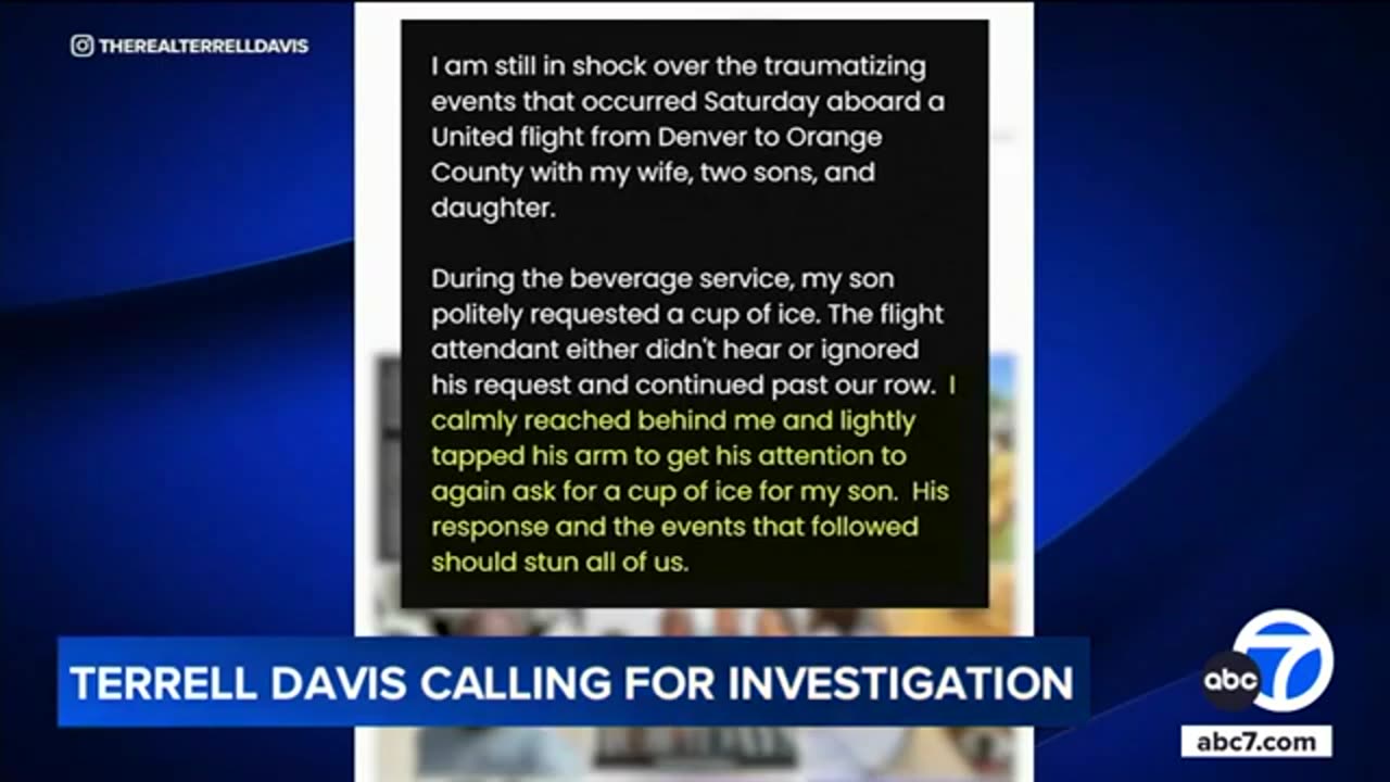 NFL Hall of Famer Terrell Davis details 'traumatizing' incident on United flight to SoCal | ABC7