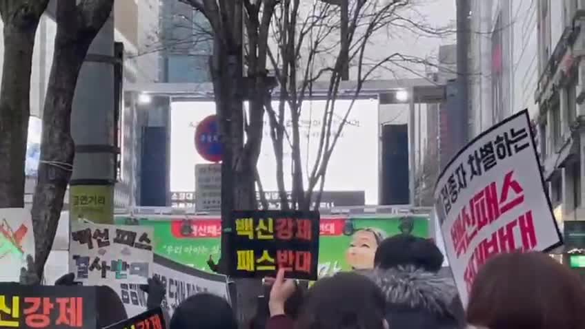 Seoul, South Korea: Vaccine passport/mandate protest Jan. 8, 2022