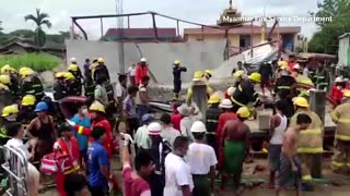 Rescuers search for trapped workers in Myanmar building collapse