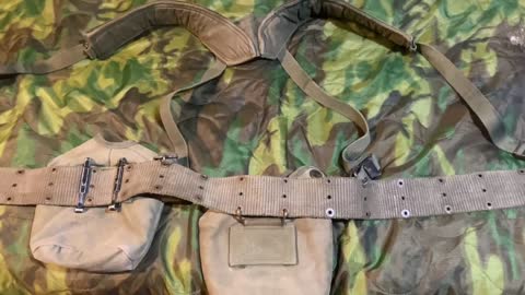How to attach M56 suspenders, M1910 hangers and Slide Keepers to a M56 belt! -Vietnam webbing-