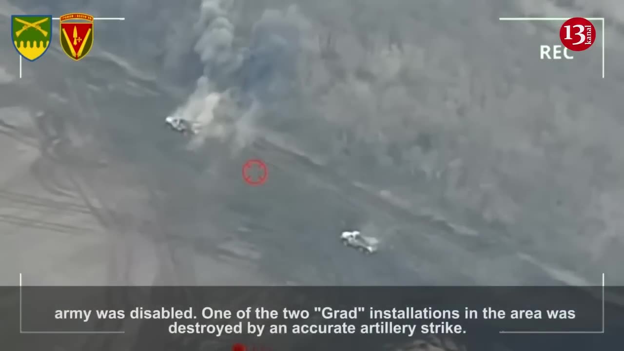 Ukrainian army attacked Russian Grad rocket launcher system