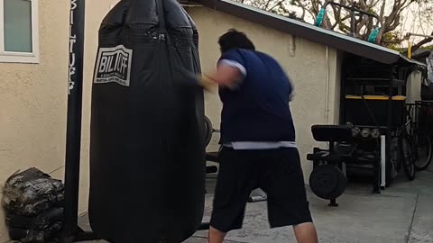 500 Pound Punching Bag Workout part 58. More Boxing Work!