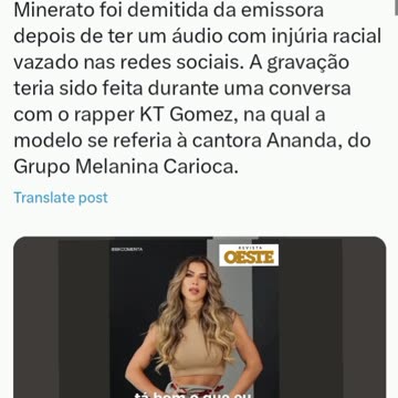 A apresentadora da Band Ana Paula Minerato foi demitida da emissora depois de ter um áudio com injúria racial vazado nas redes sociais.