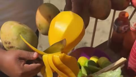 Fresh mangoes on the beach in