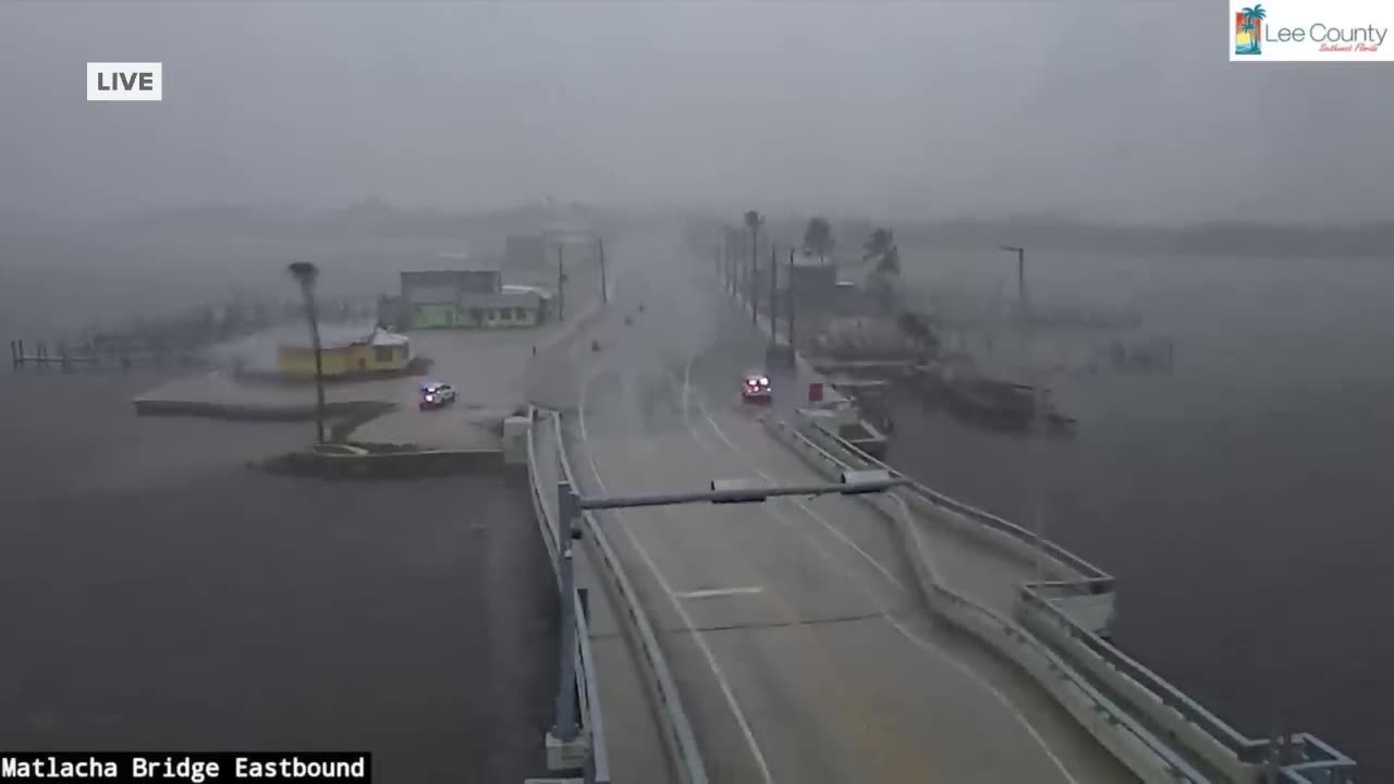 Hurricane Milton: Tornado sweeps over bridge during meteorologist's live report