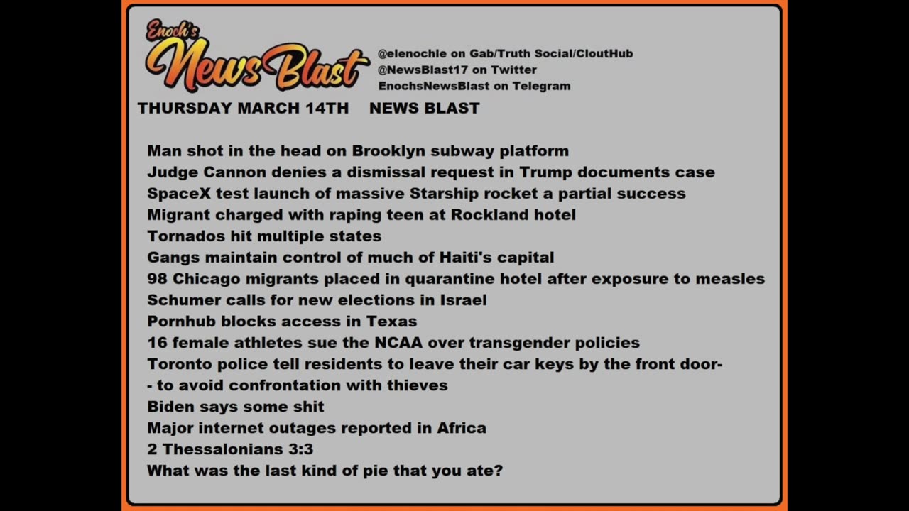 Thursday, March 14, 2024 News Blast