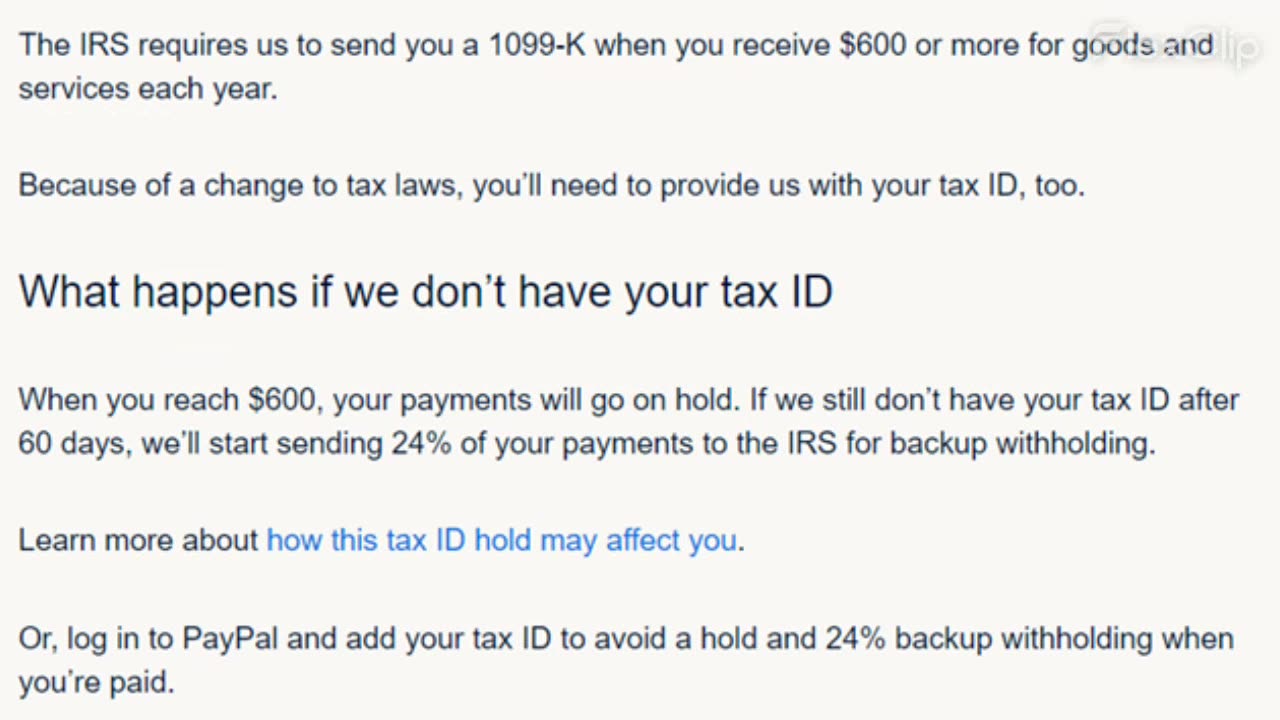 Tax ID Requirement Paypal Emails: $600 Threshold IRS Inflation Reduction Act Causes