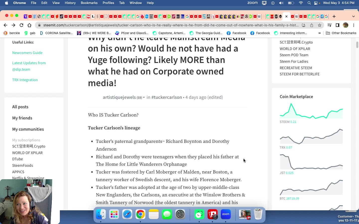 Tucker Carlson Adopted by Swanson Heiress and was denied when he applied with the CIA!