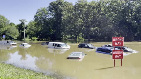 Flooded Highway Filled With Abandoned Cars