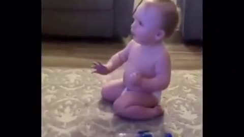 Funny baby reaction