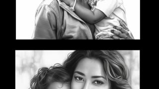 Mother & Child Grayscale Coloring Book