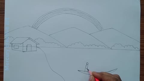 How to draw a beautiful rainbow scenery