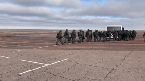 Russian peacekeepers landed at the Baikonur airfield