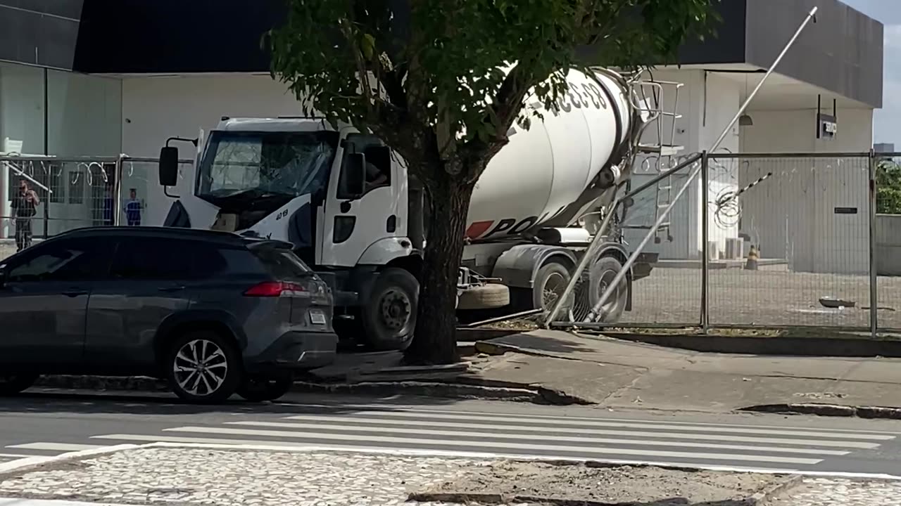 Cement Truck Loses Brakes And Coasts Backward