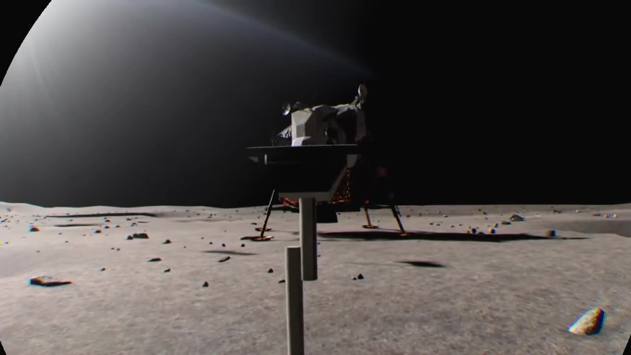 Beautiful view of the first steps on the moon