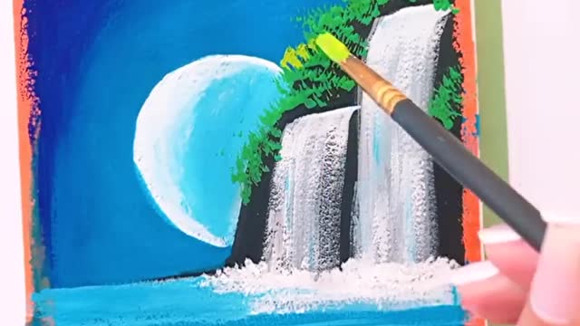 Easy Acrylic Painting Waterfall