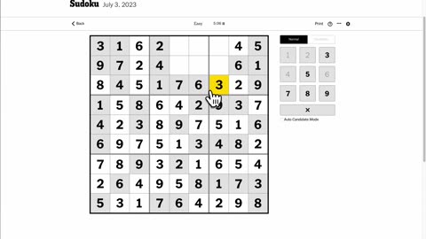 Sudoku 2023-07-03 easy