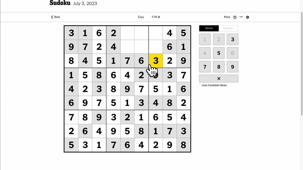 Sudoku 2023-07-03 easy