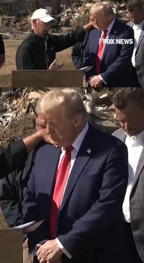 President Trump prays with victims of Helene while visiting North Carolina
