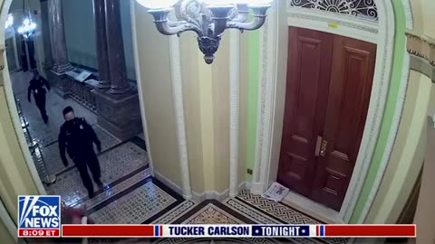 Video of January 6 shows Jacob Chansley, the QAnon Shaman, being led through the Capitol