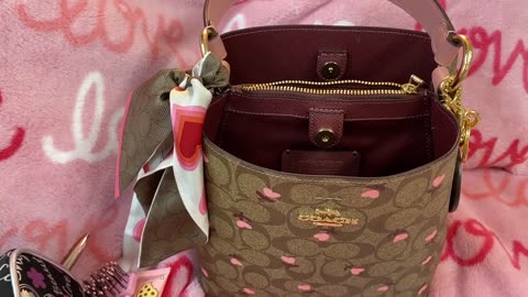 What's in my Coach Signature Hearts Bag. Happy Valentine's Day! 2021