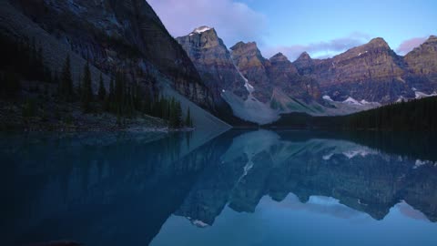 Mountains Reflection In Pristine Moraine Lake