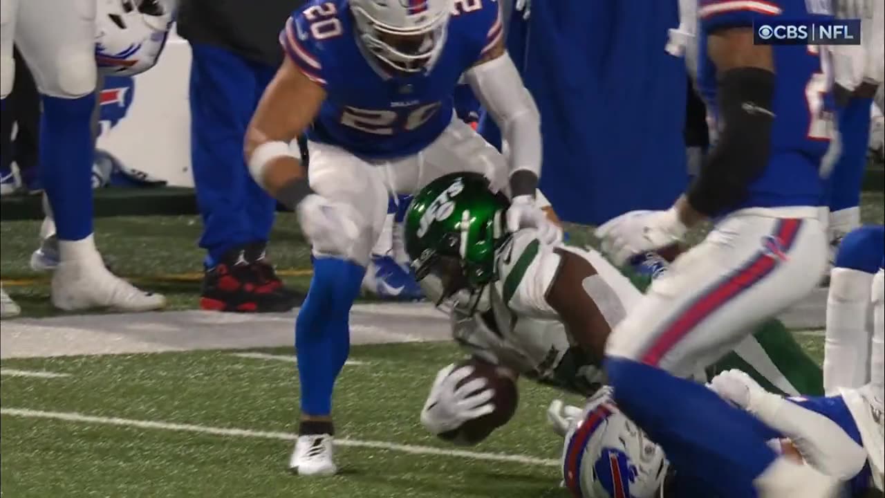 Bills Taron Johnson and Taylor Rapp collide on a tackle