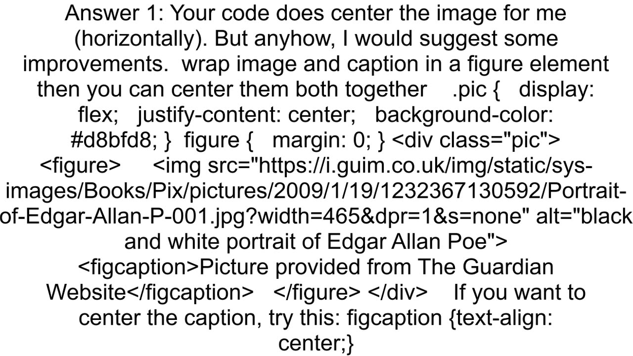 I can39t seem to get the image centered within it39s parent I have tried a flexbox but it still doe