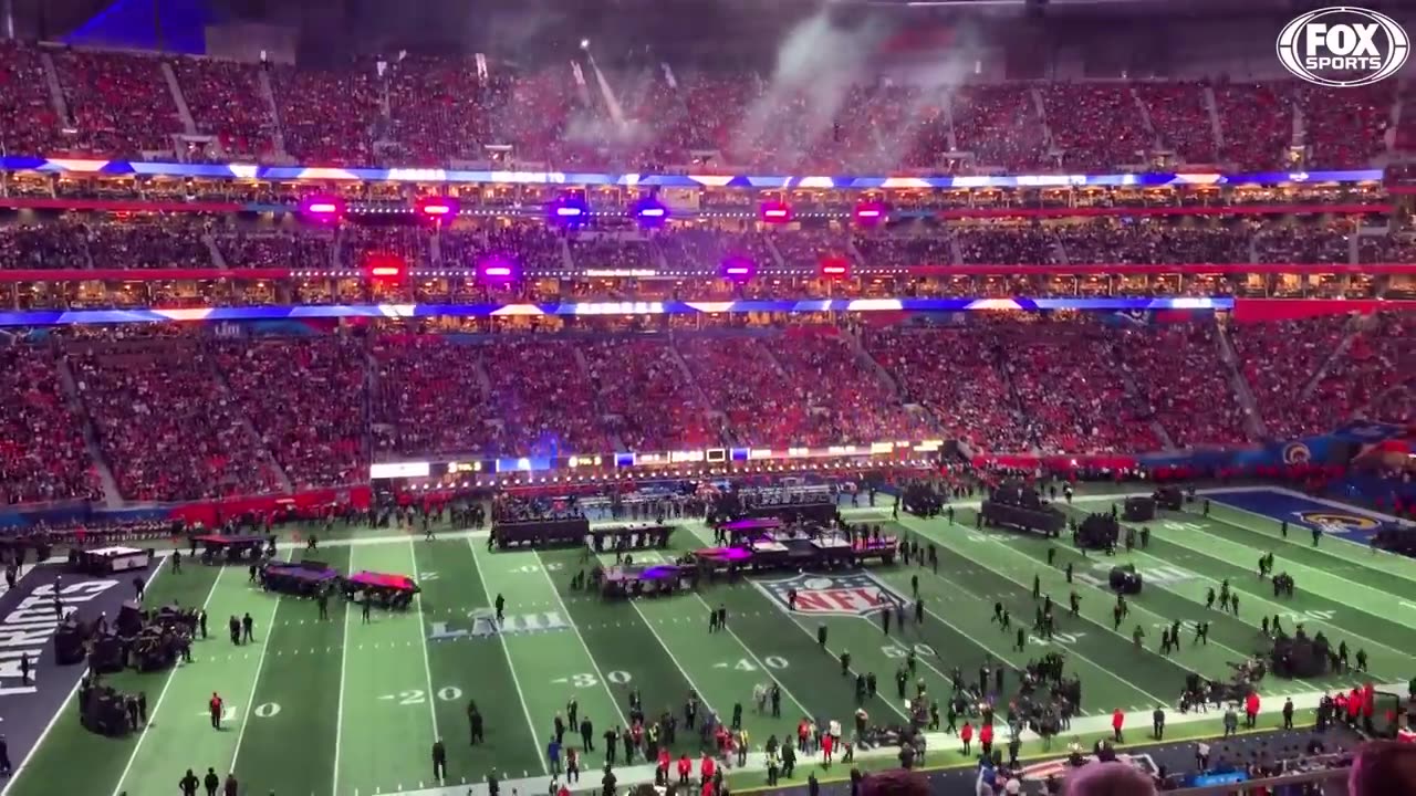 The Super Bowl LIII halftime, show get set up..