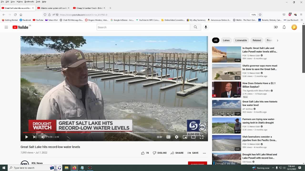 The Great Salt lake in Utah is drying up