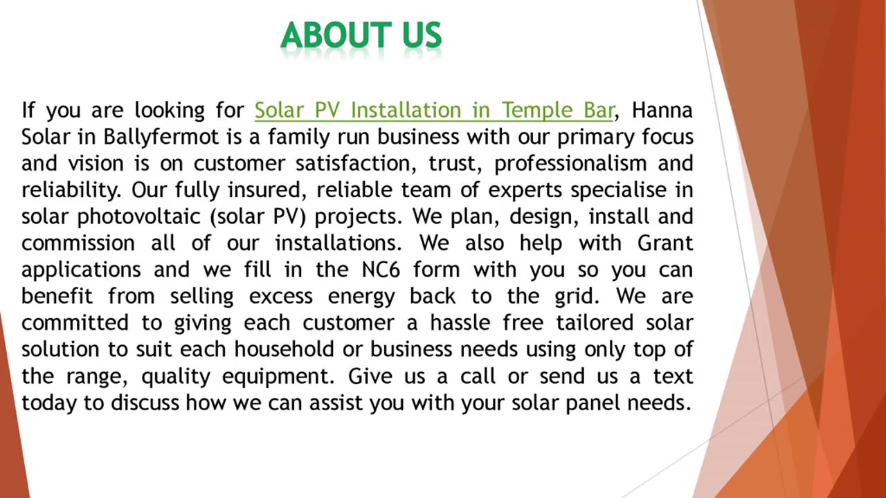 If you are looking for Solar PV Installation in Temple Bar