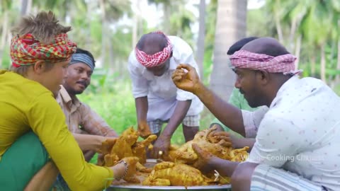 WATERMELON BUCKET CHICKEN | Chicken Cooked Inside the Bucket & Watermelon | Delicious Chicken Recipe