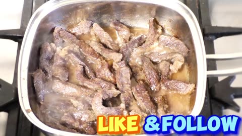 Beef meat frying