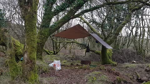 Clearing under the tarp before taking it down. DARTMOOR 26th March 2023