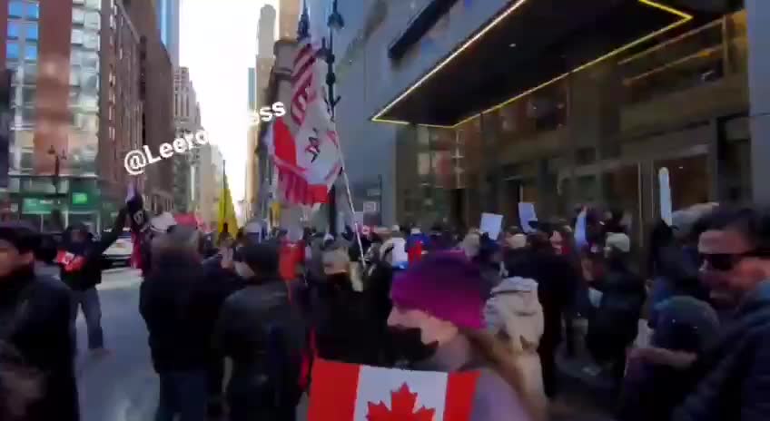 Protesters have surrounded the Canadian embassy in New York