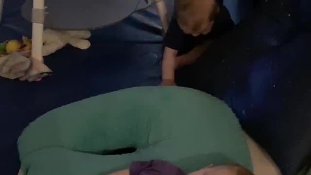 Twin brother bulldozes over twin sister while she sleeps