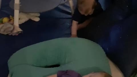 Twin brother bulldozes over twin sister while she sleeps