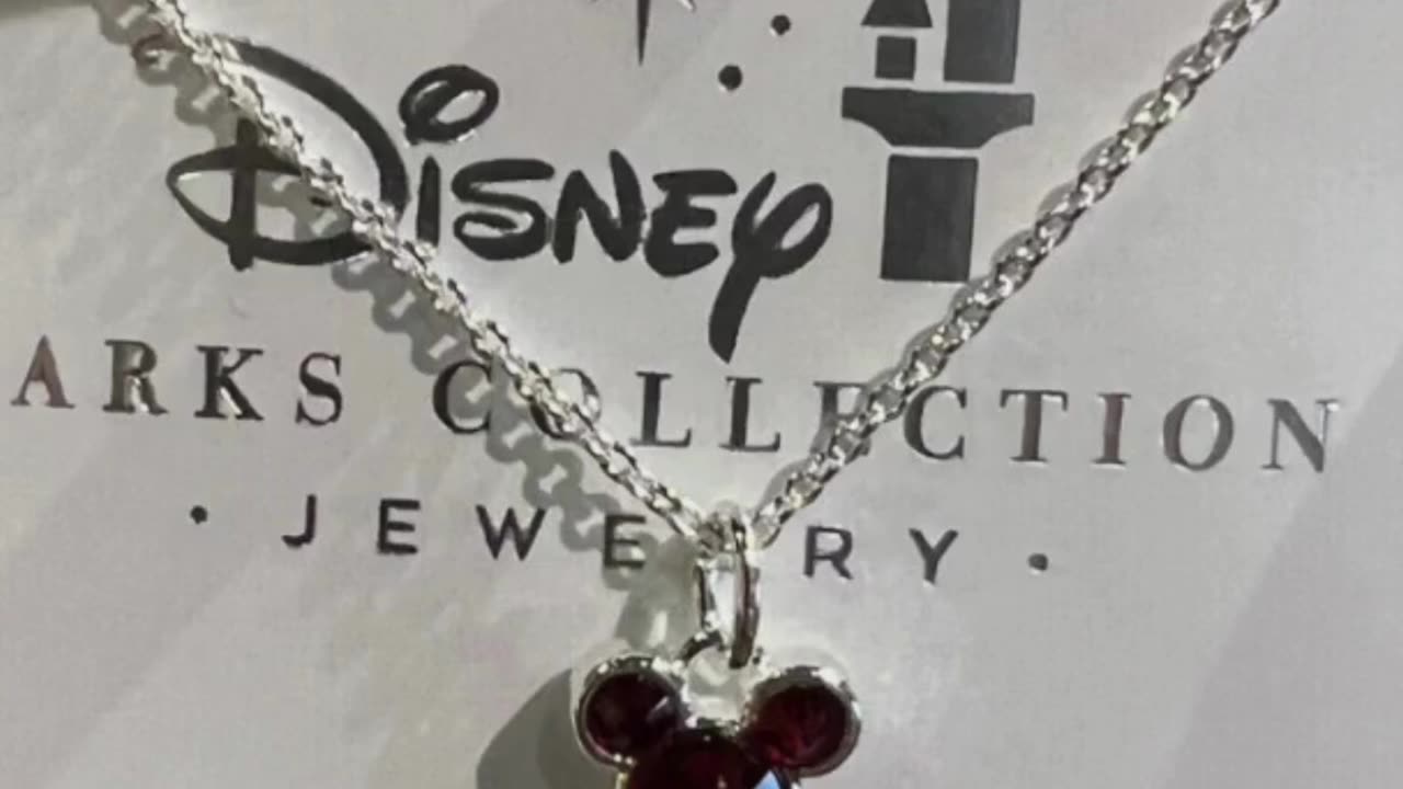 Disney Parks Mickey Mouse January Garnet Silver Color Necklace #shorts