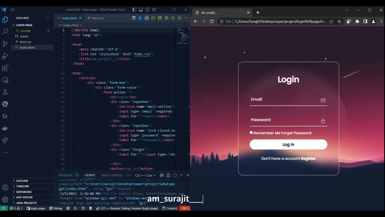 Responsive Animated Login Form using HTML and CSS #shorts @am_surajit___hacker