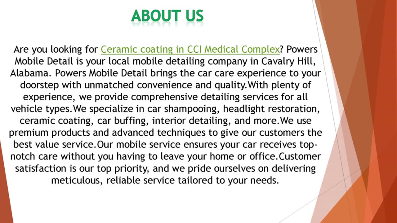 Are you looking for Ceramic coating in CCI Medical Complex?