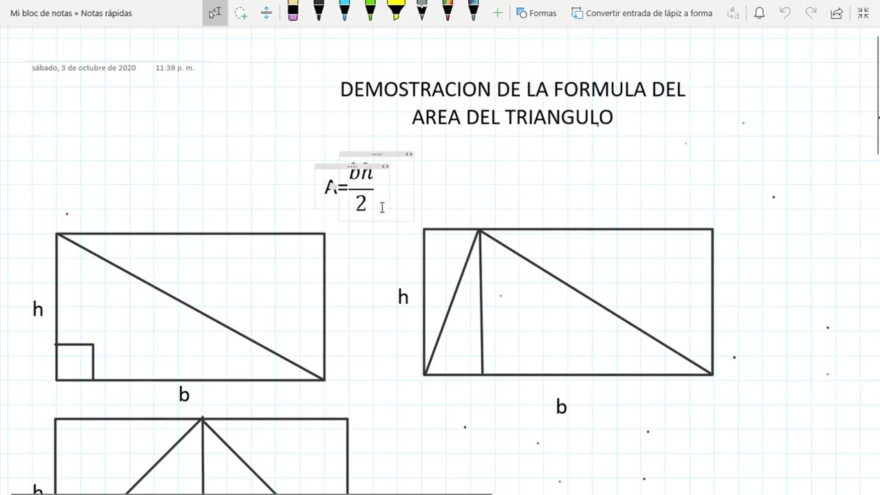 demostración de la fórmula del área del triángulo