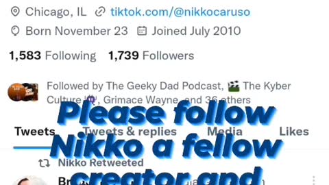 Please support fellow Creator Nikko-Co-host of RBTEPodcast, and found on Twitter @NikkoCaruso
