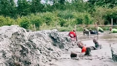 Parent-child mud race