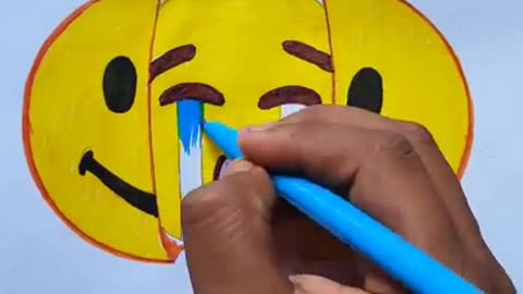 Drawing of sad smile and Happy emoji