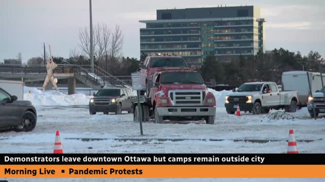 Protesters leave downtown Ottawa, but camps remain outside city