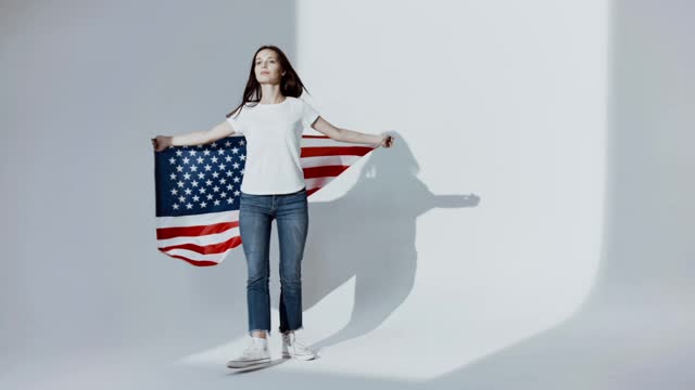 Woman With an American Flag