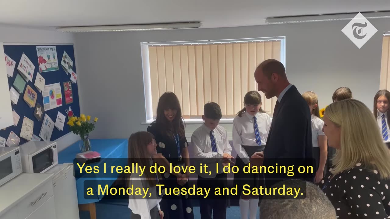 'You've got a bug on you': Prince William greets schoolchildren on visit to Wales