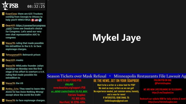 2022-01-24 07:00 EST - Patriots Soapbox AM: with LadyRWB , MykelJaye & DD