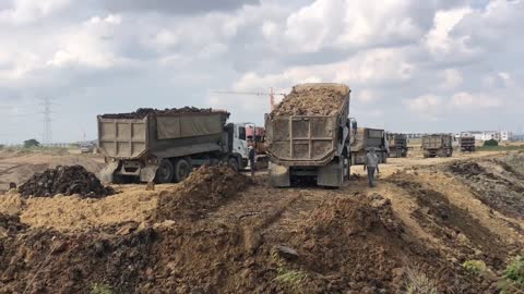 Amazing!!! Bulldozer Action Moving Dirt Filling Connect The Road